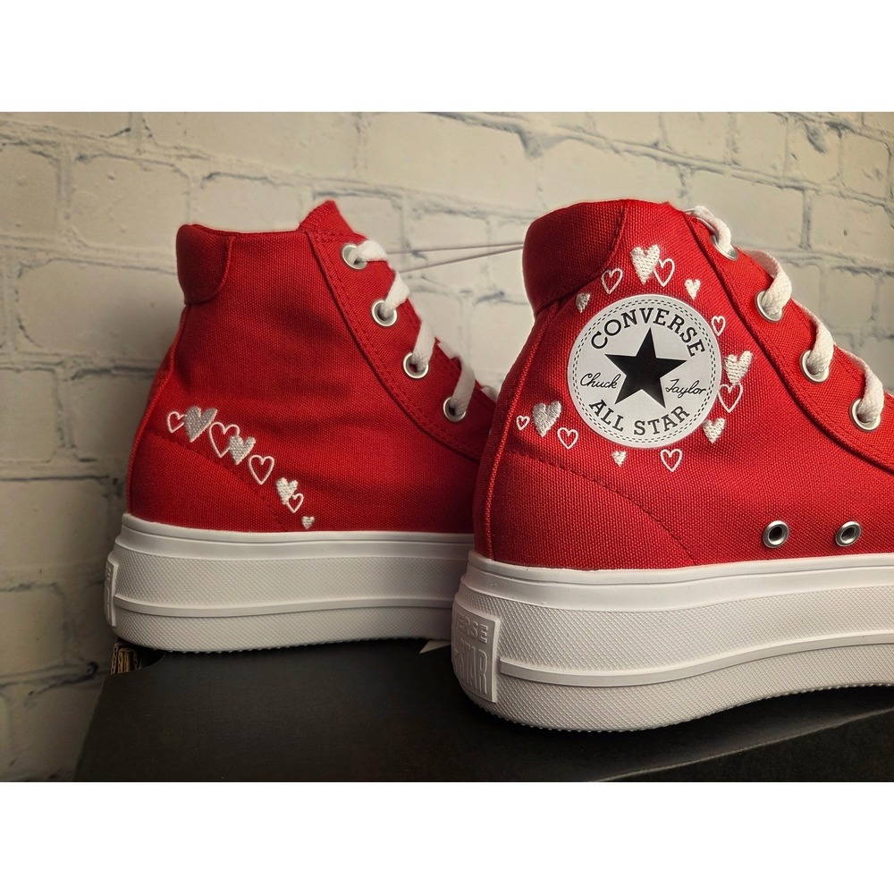 Converse Chuck Taylor All Star Day One Platform Hi "Hearts" Red Shoes A19324F W8